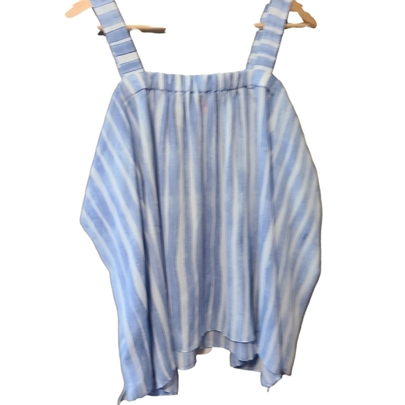 Vince  Camuto blue white stripes cold shoulder top blouse spaghetti strap - Picture 7 of 11